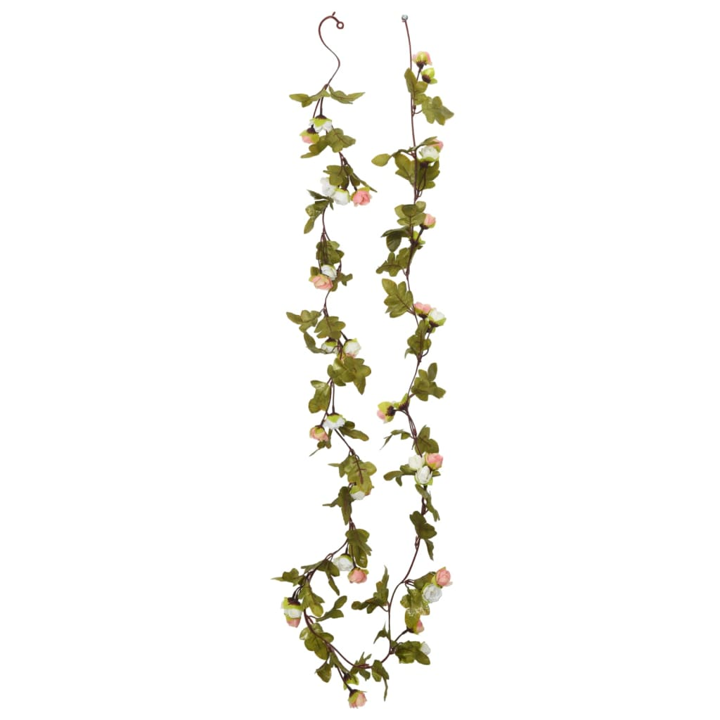 vidaXL Christmas Flower Garlands 6 pcs Champagne 215 cm - Elegant Artificial Silk Holiday Decor - BEYRUN