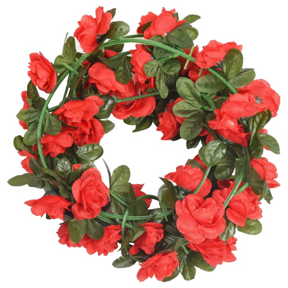 vidaXL 6-Piece Red Christmas Flower Garlands - 240 cm | Realistic Holiday Decoration - BEYRUN