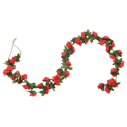 vidaXL 6-Piece Red Christmas Flower Garlands - 240 cm | Realistic Holiday Decoration - BEYRUN