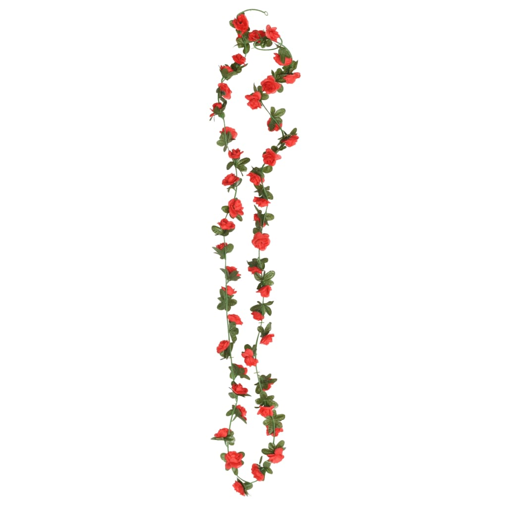 vidaXL 6-Piece Red Christmas Flower Garlands - 240 cm | Realistic Holiday Decoration - BEYRUN