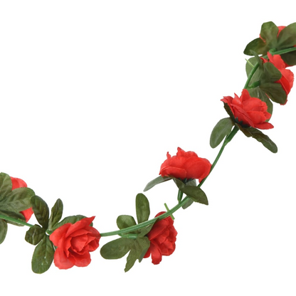 vidaXL 6-Piece Red Christmas Flower Garlands - 240 cm | Realistic Holiday Decoration - BEYRUN