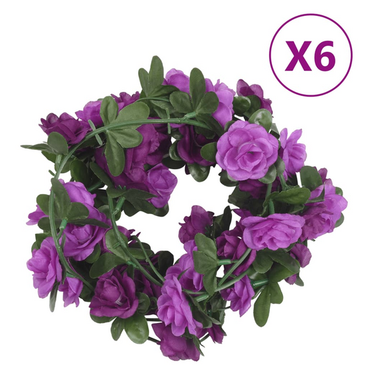 vidaXL Light Purple Christmas Flower Garlands - 6 Pack, 240 cm, Realistic Artificial Flowers for Indoor & Outdoor Decoration - BEYRUN