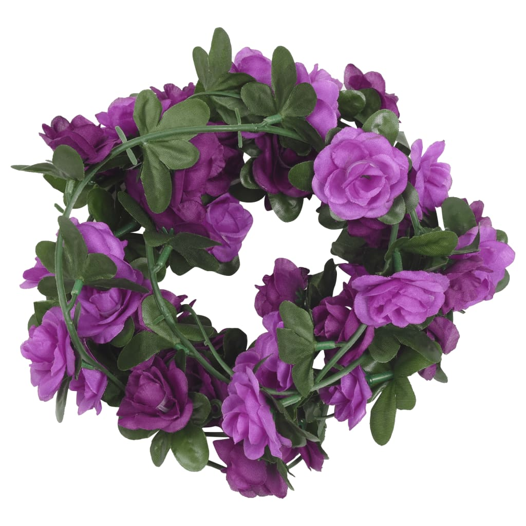 vidaXL Light Purple Christmas Flower Garlands - 6 Pack, 240 cm, Realistic Artificial Flowers for Indoor & Outdoor Decoration - BEYRUN