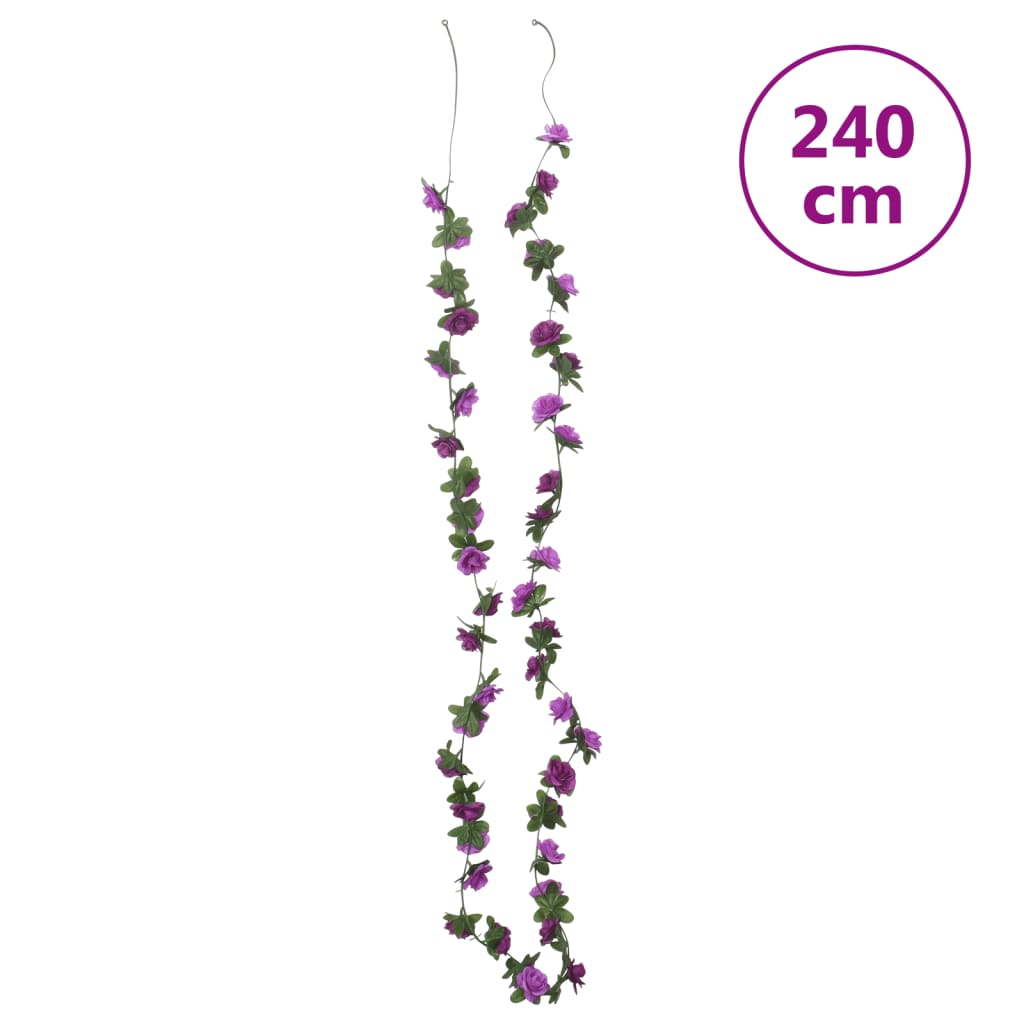 vidaXL Light Purple Christmas Flower Garlands - 6 Pack, 240 cm, Realistic Artificial Flowers for Indoor & Outdoor Decoration - BEYRUN