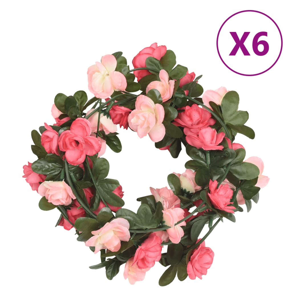 vidaXL 6 pcs 240 cm Rose Christmas Flower Garlands - Festive & Realistic Artificial Decor - BEYRUN