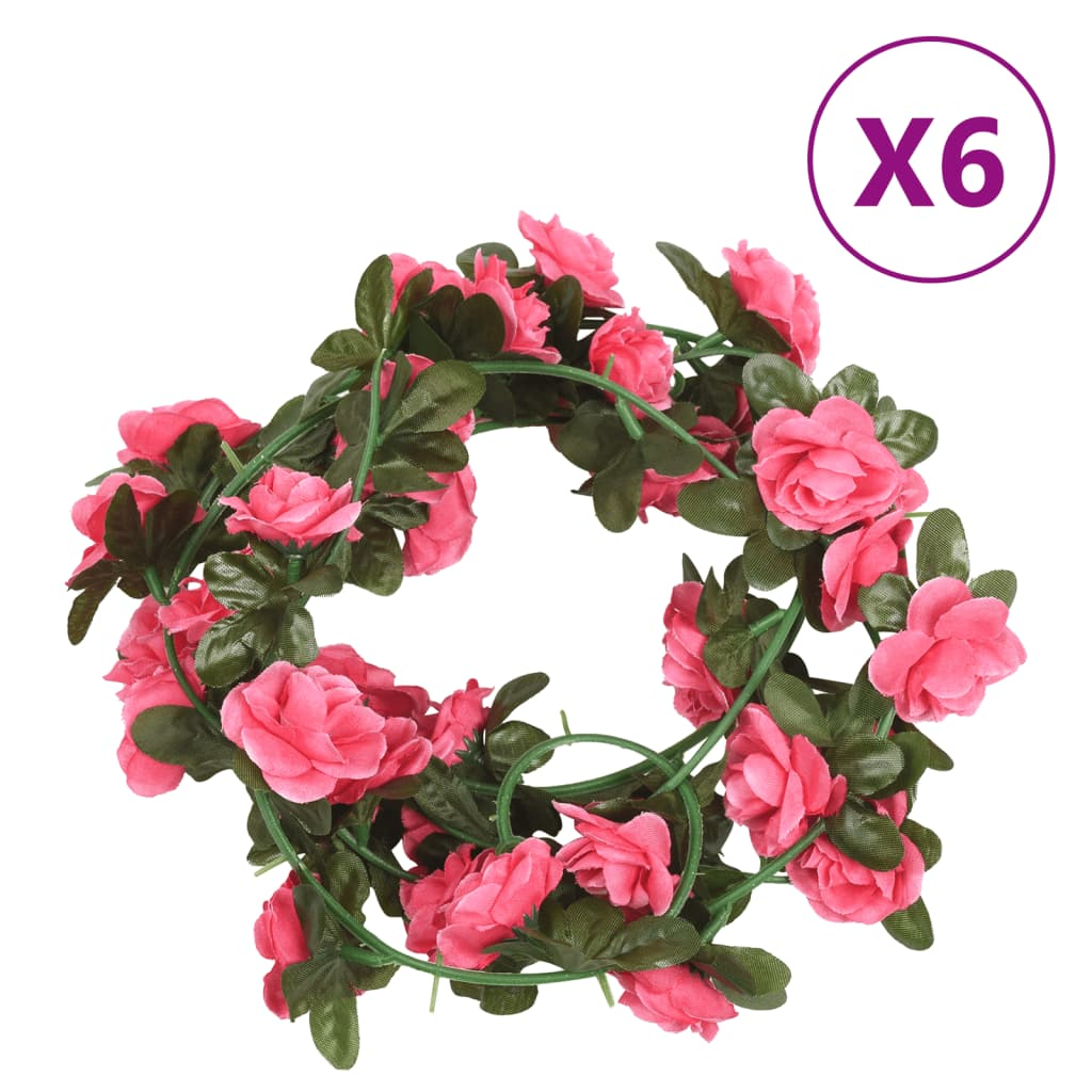 vidaXL 6-Piece Christmas Flower Garlands - Red & Pink, 240 cm - Perfect for Festive Decoration - BEYRUN