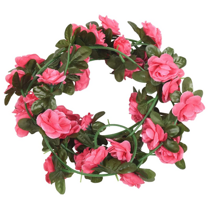 vidaXL 6-Piece Christmas Flower Garlands - Red & Pink, 240 cm - Perfect for Festive Decoration - BEYRUN