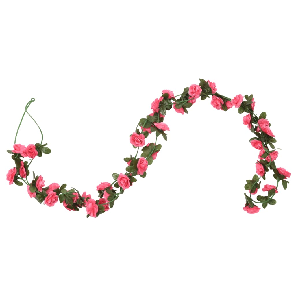 vidaXL 6-Piece Christmas Flower Garlands - Red & Pink, 240 cm - Perfect for Festive Decoration - BEYRUN