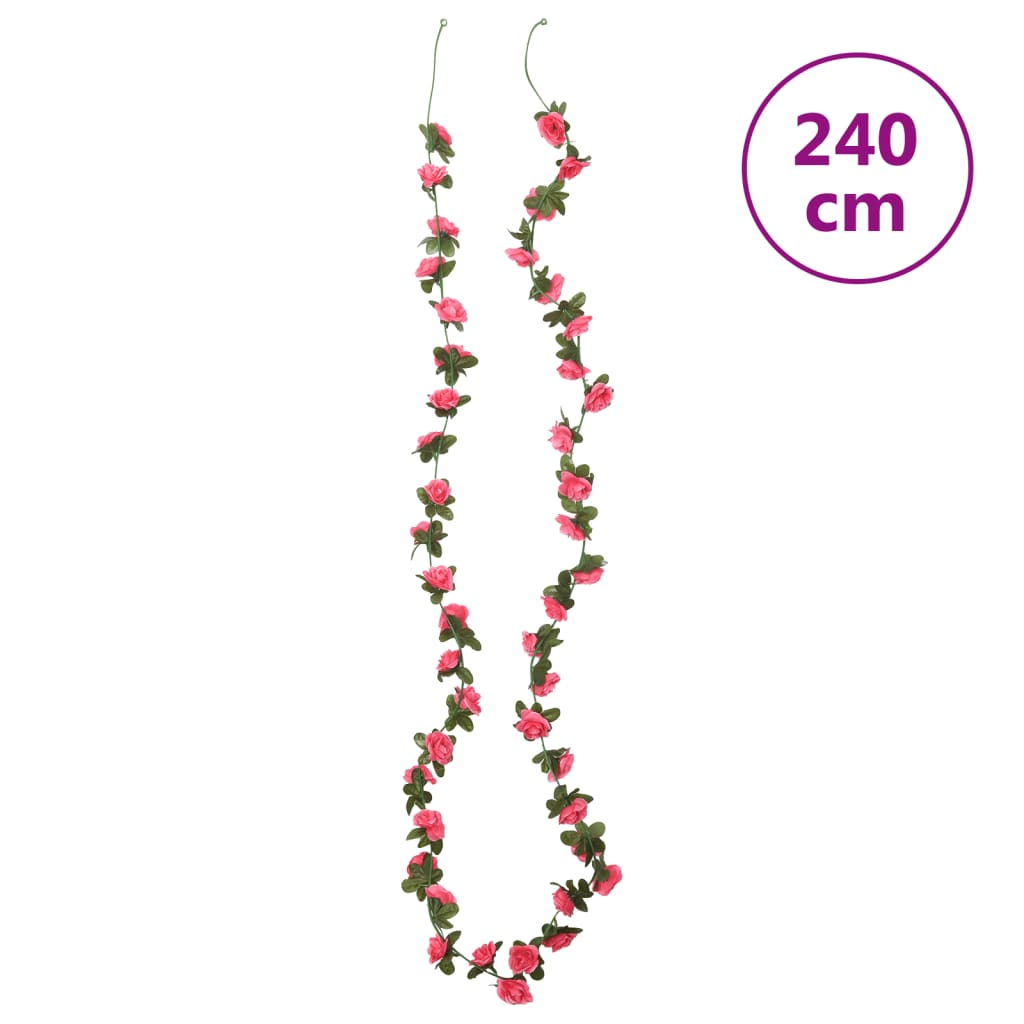 vidaXL 6-Piece Christmas Flower Garlands - Red & Pink, 240 cm - Perfect for Festive Decoration - BEYRUN