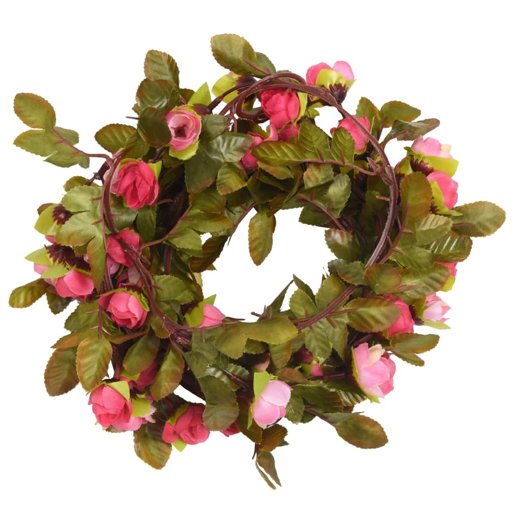 vidaXL 6-Piece Christmas Flower Garlands - Rose, 215 cm - Elegant Indoor & Outdoor Decorations - BEYRUN