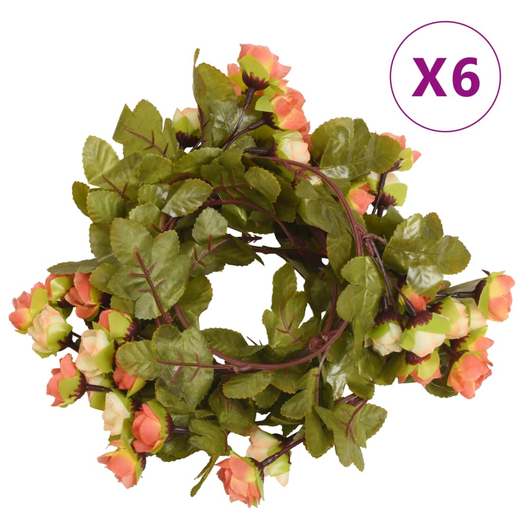 vidaXL 6 pcs 215 cm Sunset Red Christmas Flower Garlands - Festive & Realistic Artificial Decor - BEYRUN