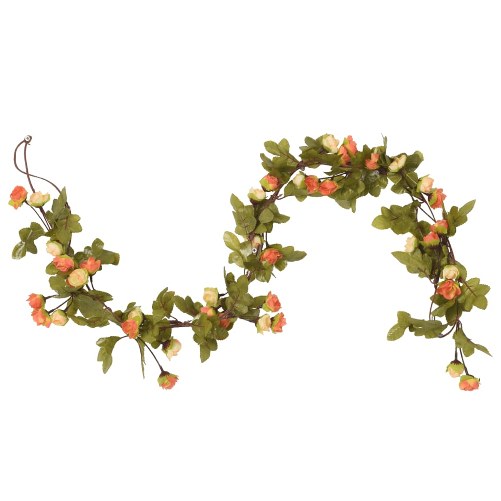 vidaXL 6 pcs 215 cm Sunset Red Christmas Flower Garlands - Festive & Realistic Artificial Decor - BEYRUN