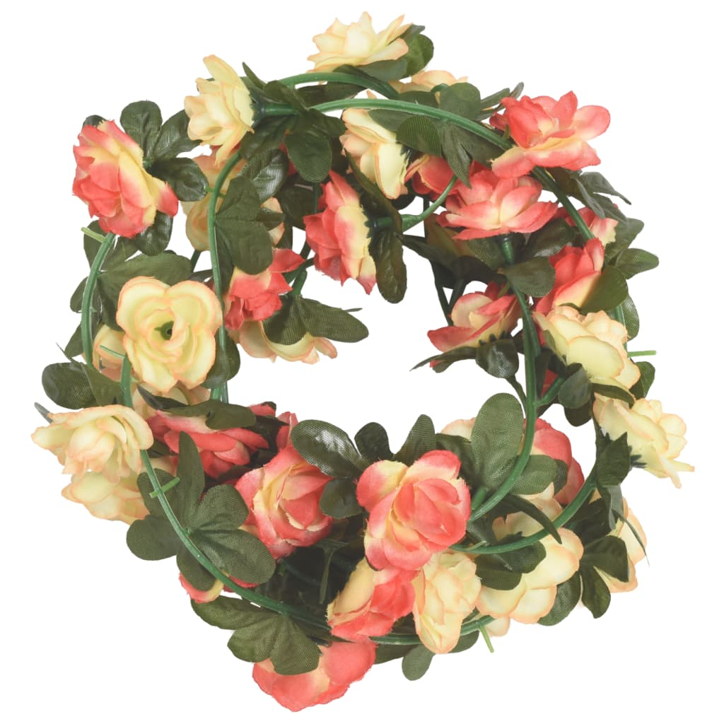 vidaXL 6 pcs Christmas Flower Garlands - 240 cm, Rose and Champagne - Realistic Artificial Silk & PE for Festive Decor - BEYRUN