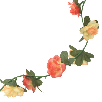 vidaXL 6 pcs Christmas Flower Garlands - 240 cm, Rose and Champagne - Realistic Artificial Silk & PE for Festive Decor - BEYRUN