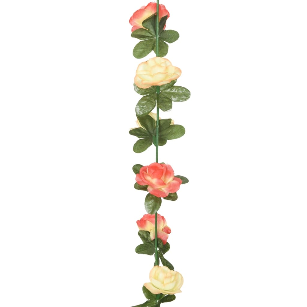 vidaXL 6 pcs Christmas Flower Garlands - 240 cm, Rose and Champagne - Realistic Artificial Silk & PE for Festive Decor - BEYRUN