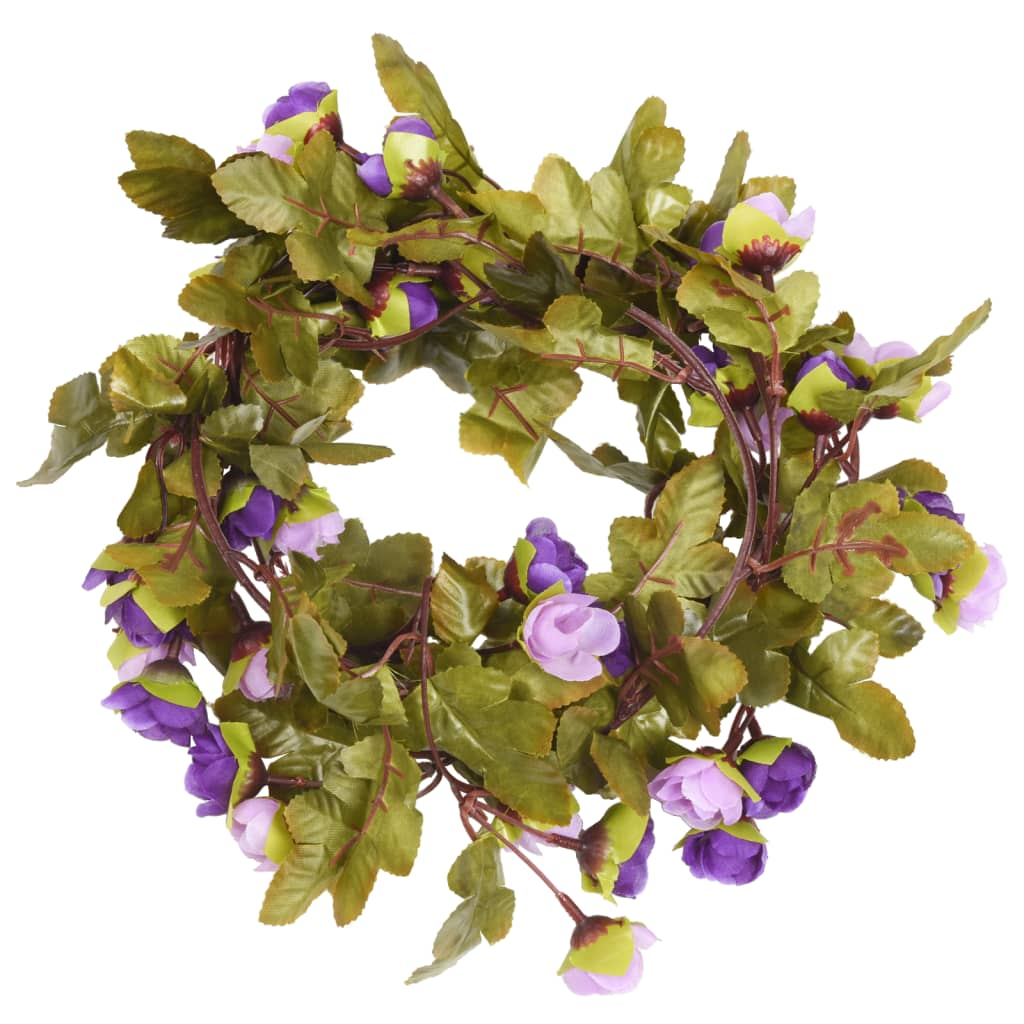 vidaXL 6 pcs Light Purple Christmas Flower Garlands - 215 cm Long, Elegant Artificial Silk Decorations - BEYRUN