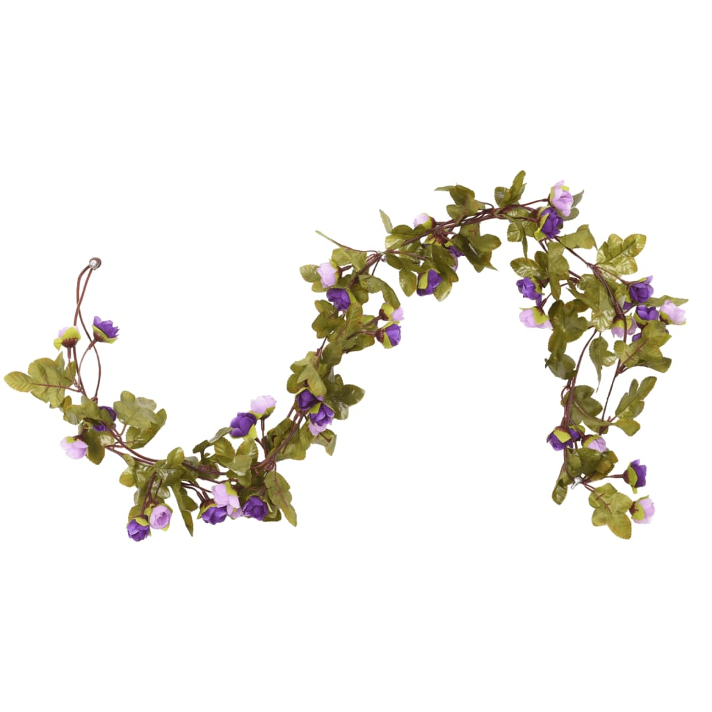 vidaXL 6 pcs Light Purple Christmas Flower Garlands - 215 cm Long, Elegant Artificial Silk Decorations - BEYRUN