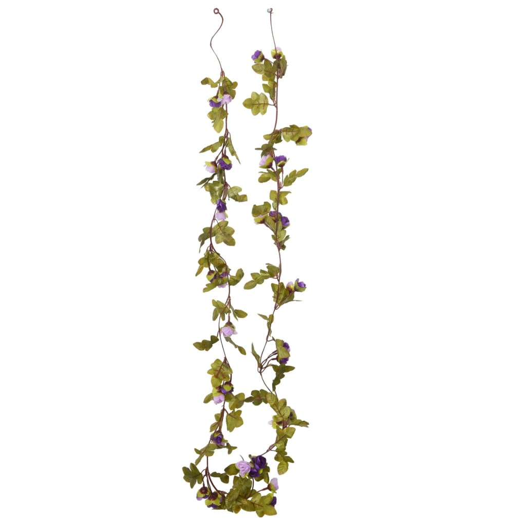 vidaXL 6 pcs Light Purple Christmas Flower Garlands - 215 cm Long, Elegant Artificial Silk Decorations - BEYRUN