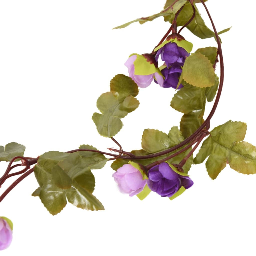 vidaXL 6 pcs Light Purple Christmas Flower Garlands - 215 cm Long, Elegant Artificial Silk Decorations - BEYRUN