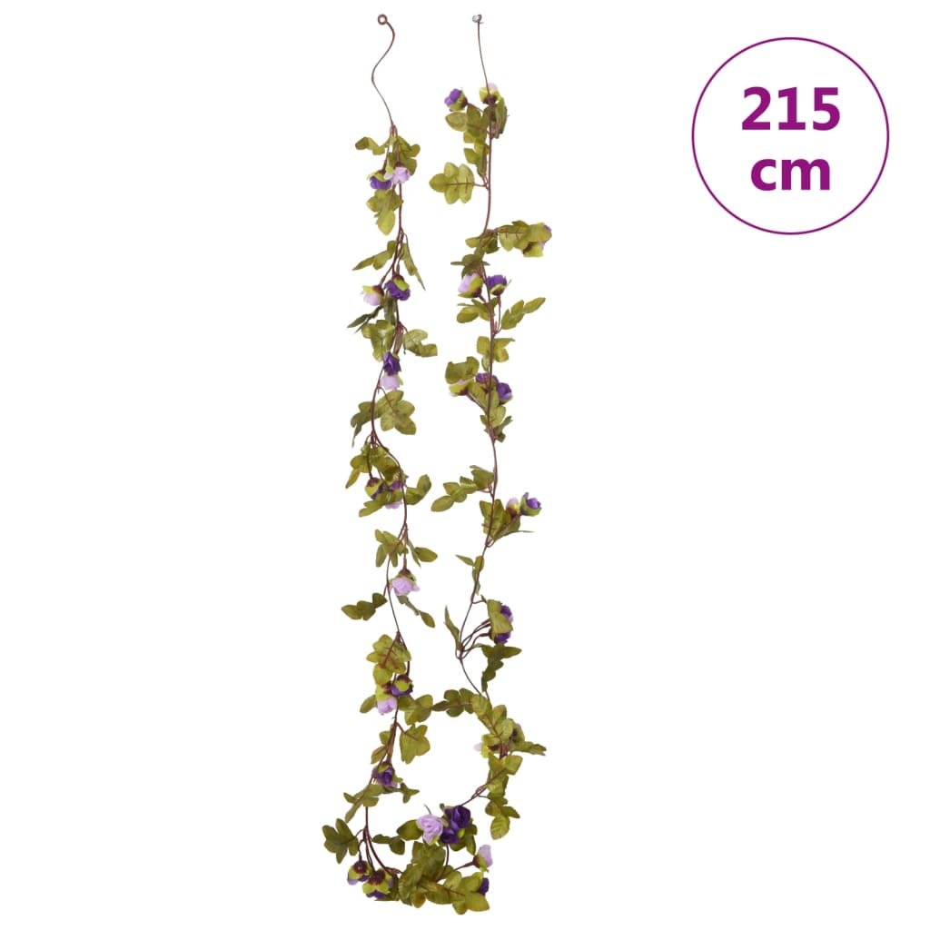 vidaXL 6 pcs Light Purple Christmas Flower Garlands - 215 cm Long, Elegant Artificial Silk Decorations - BEYRUN