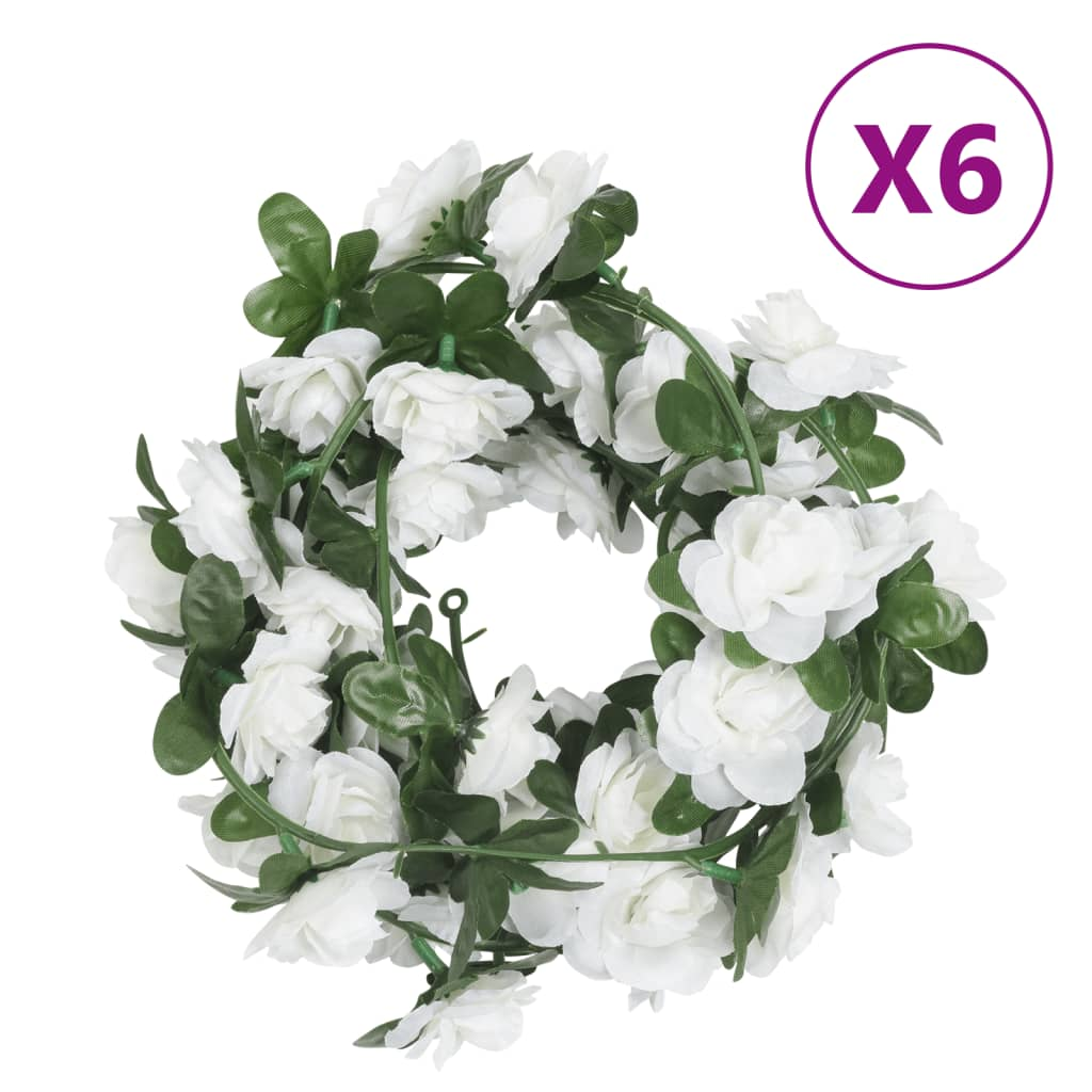 vidaXL Set of 6 Christmas Flower Garlands in White - 240 cm Each | Perfect for Wedding, Party & Home Decor - BEYRUN