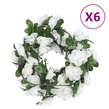 vidaXL Set of 6 Christmas Flower Garlands in White - 240 cm Each | Perfect for Wedding, Party & Home Decor - BEYRUN