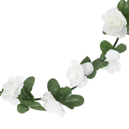 vidaXL Set of 6 Christmas Flower Garlands in White - 240 cm Each | Perfect for Wedding, Party & Home Decor - BEYRUN