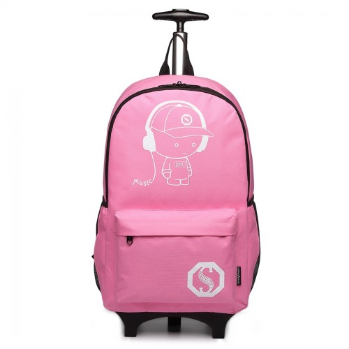 E6877 - Kono Multi-functional Glow-in-the-Dark Trolley Backpack - Pink - BEYRUN