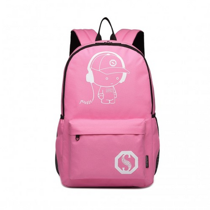 E6877 - Kono Multi-functional Glow-in-the-Dark Trolley Backpack - Pink - BEYRUN