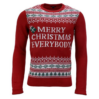 Adults 3XL Red Christmas Sweater – Unisex Festive Crew Neck with Ribbed Cuffs, Hem & Long Sleeves - BEYRUN