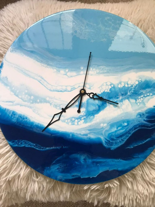 Ocean Art Wall Clock - Handmade Epoxy Resin, Unique Design, Available in Multiple Sizes - BEYRUN