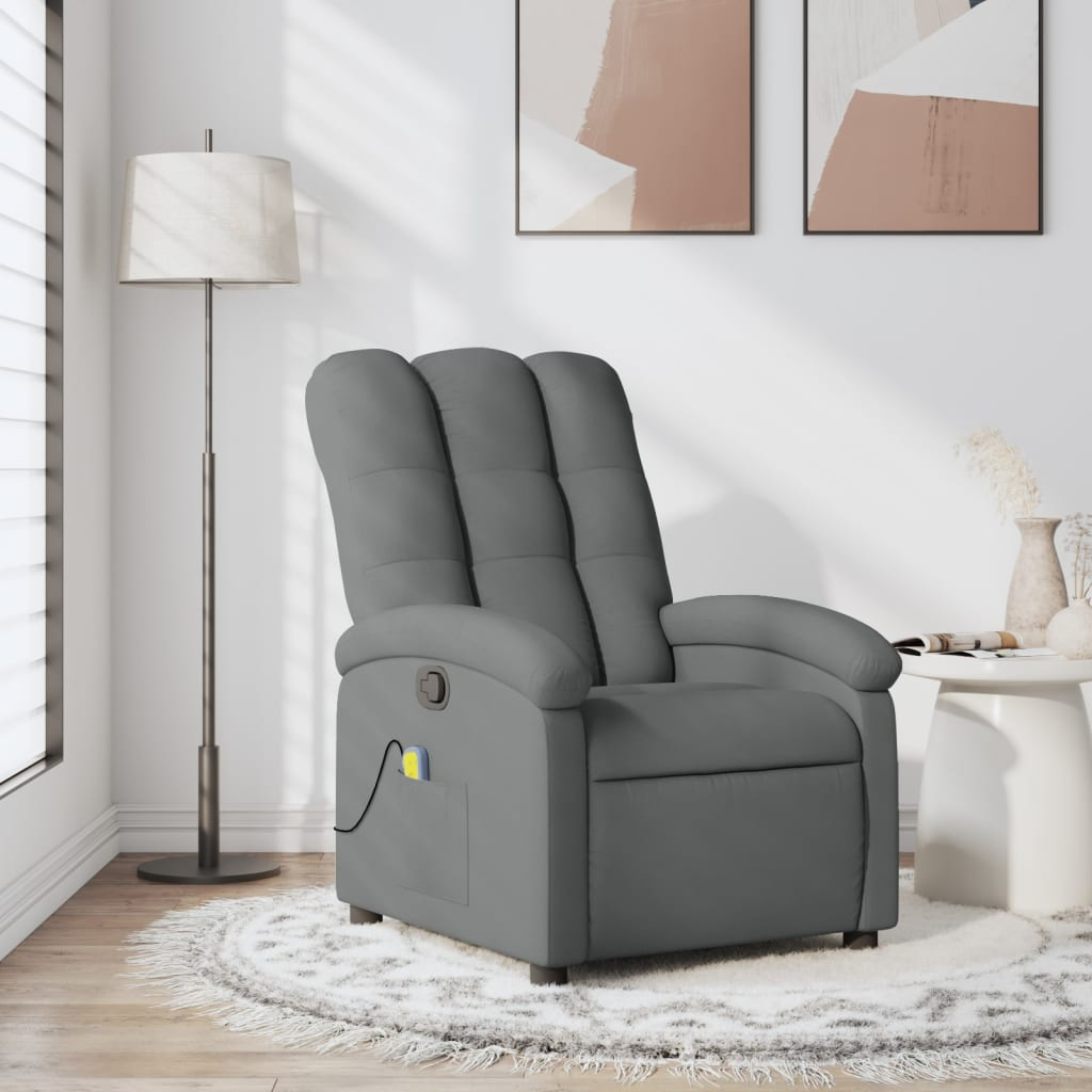 vidaXL Massage Recliner Chair Dark Grey Fabric - Ultimate Relaxation & Comfort - BEYRUN