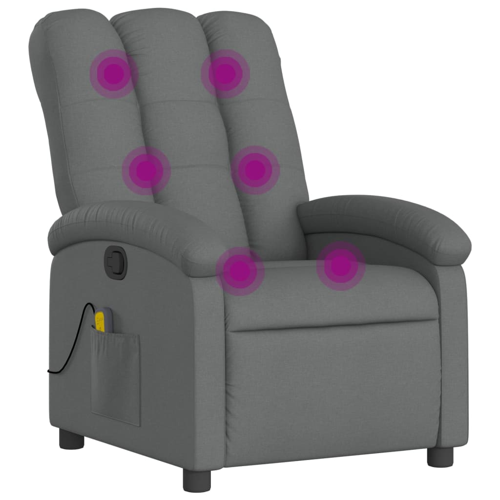 vidaXL Massage Recliner Chair Dark Grey Fabric - Ultimate Relaxation & Comfort - BEYRUN