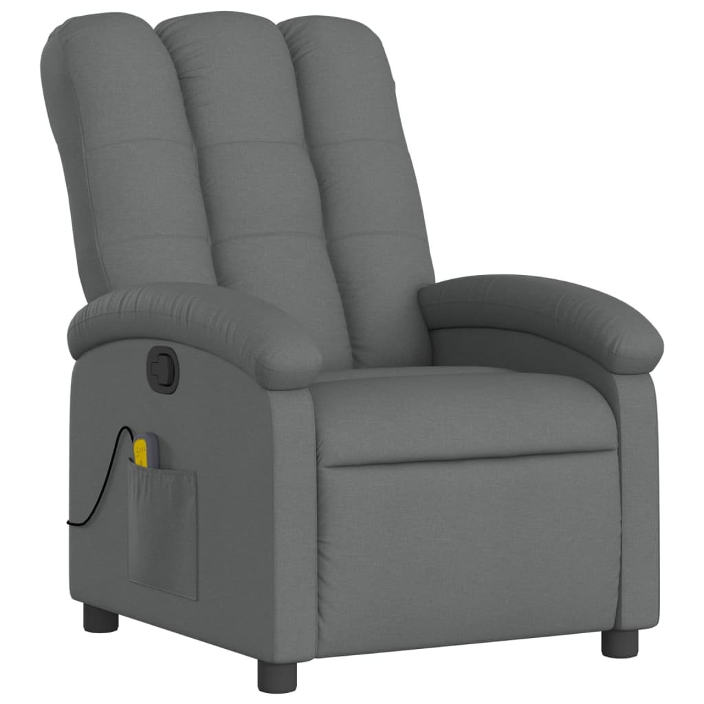 vidaXL Massage Recliner Chair Dark Grey Fabric - Ultimate Relaxation & Comfort - BEYRUN