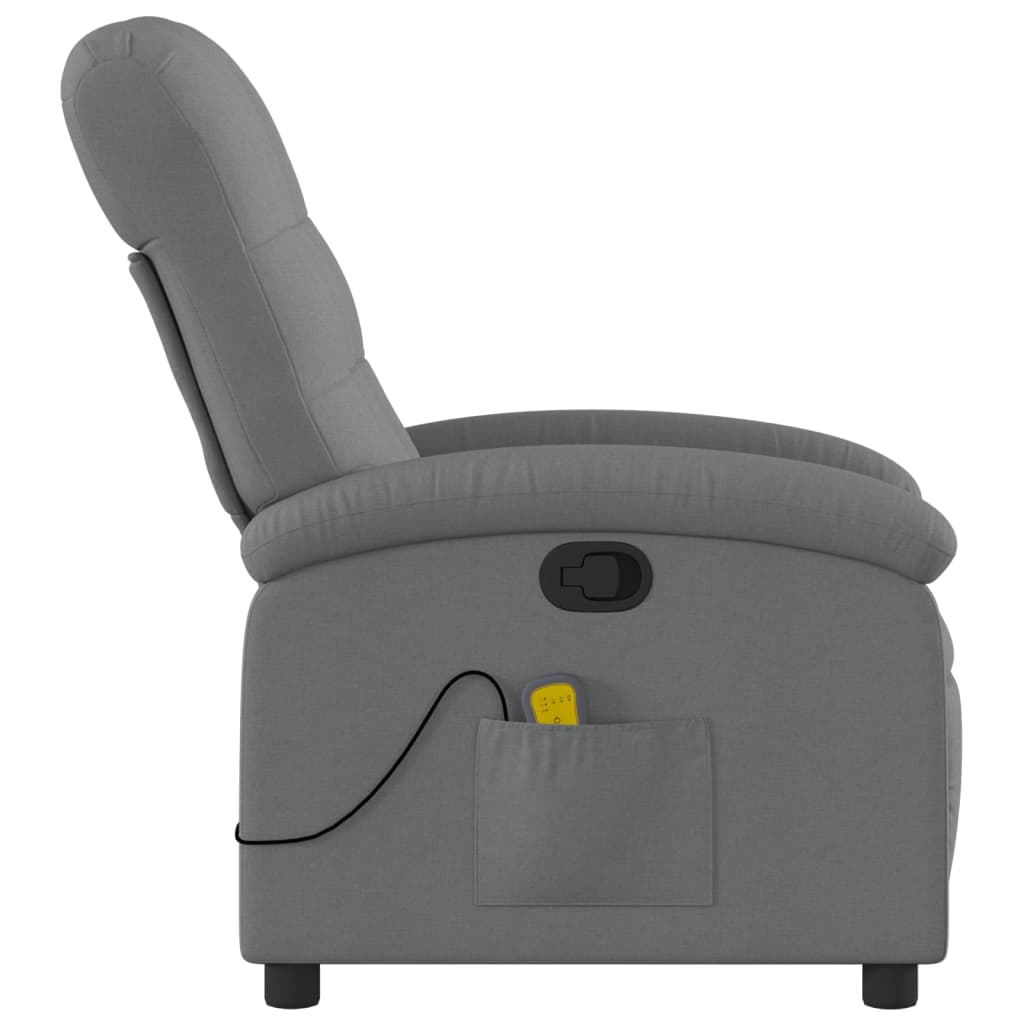 vidaXL Massage Recliner Chair Dark Grey Fabric - Ultimate Relaxation & Comfort - BEYRUN