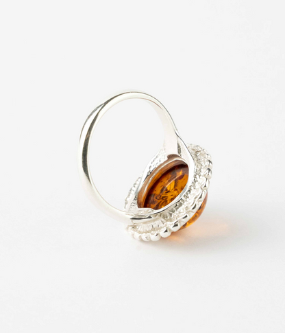 Luxury Circular Decorative Ring in Amber & 925 Sterling Silver – Elegant Home Décor