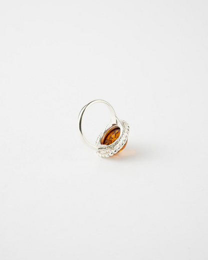 Luxury Circular Decorative Ring in Amber & 925 Sterling Silver – Elegant Home Décor