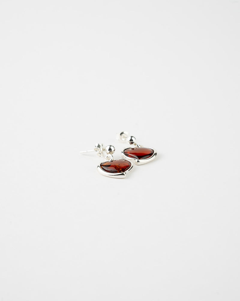 Subtle Heart Earrings - Timeless Elegance in Amber & Sterling Silver | Shop Now