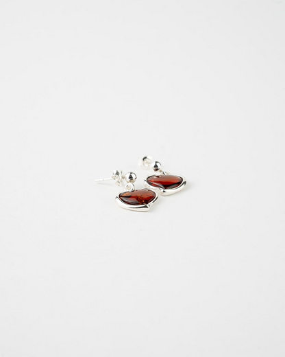 Subtle Heart Earrings - Timeless Elegance in Amber & Sterling Silver | Shop Now