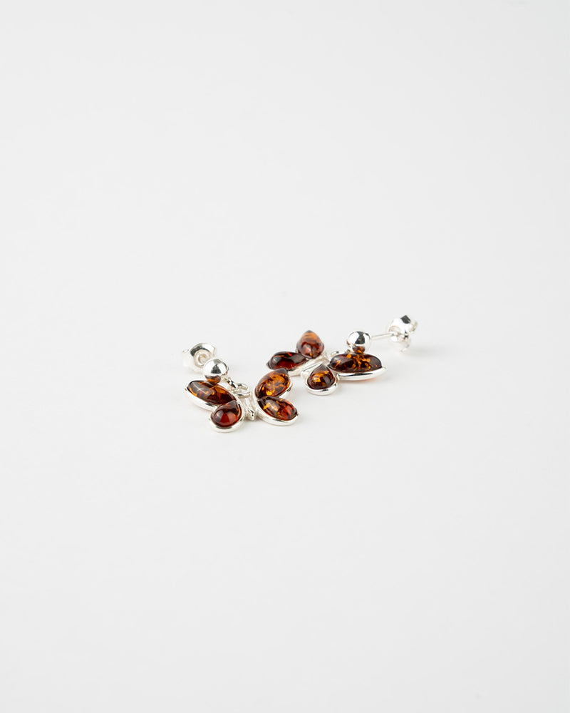 Subtle Butterfly Earrings - Elegant Amber & Sterling Silver Jewelry