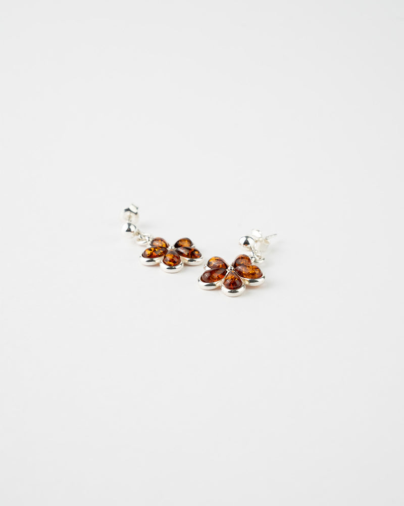 Subtle Flower Earrings - Elegant Baltic Amber & Sterling Silver Jewelry