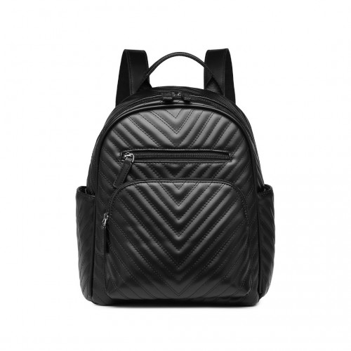 LG2323 - Miss Lulu Water-resistant Chic PU Leather Backpack - Black - BEYRUN