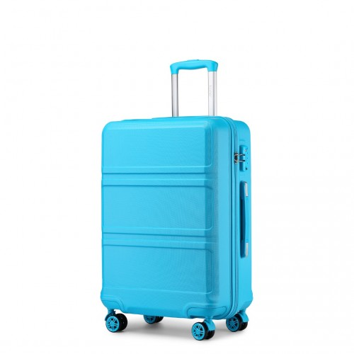 Kono ABS 24 Inch Sculpted Horizontal Design Suitcase - Stylish & Durable Blue Travel Luggage - BEYRUN