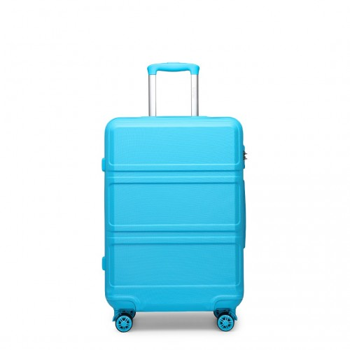 Kono ABS 24 Inch Sculpted Horizontal Design Suitcase - Stylish & Durable Blue Travel Luggage - BEYRUN