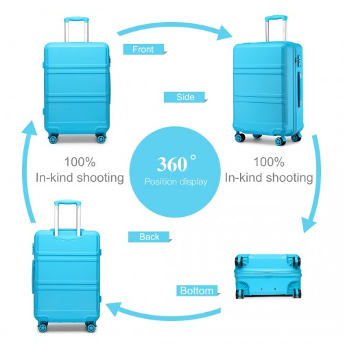 Kono ABS 24 Inch Sculpted Horizontal Design Suitcase - Stylish & Durable Blue Travel Luggage - BEYRUN