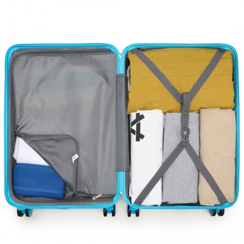 Kono ABS 28 Inch Sculpted Horizontal Design Suitcase - Blue | Durable & Stylish Luggage - BEYRUN