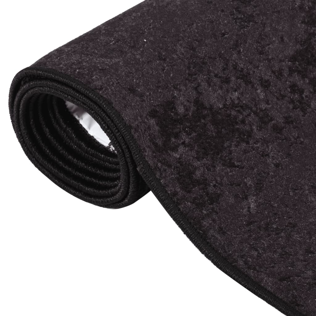 vidaXL Washable Rug in Anthracite | 150x230 cm Anti-Slip Velvet Floor Mat - Soft, Durable, and Easy Care - BEYRUN