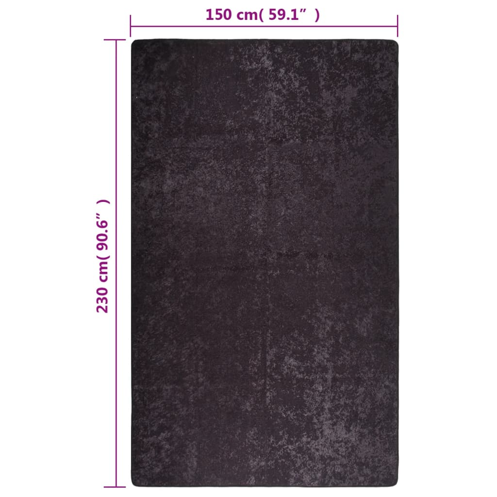 vidaXL Washable Rug in Anthracite | 150x230 cm Anti-Slip Velvet Floor Mat - Soft, Durable, and Easy Care - BEYRUN