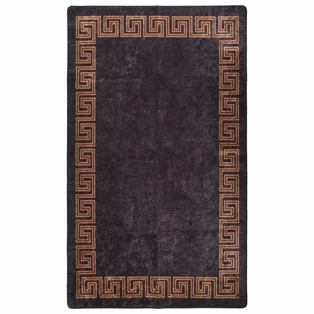 vidaXL Black and Gold Washable Rug - 150x230 cm | Anti-Slip | Noise Absorbing | Antibacterial | Stylish & Durable Area Rug - BEYRUN