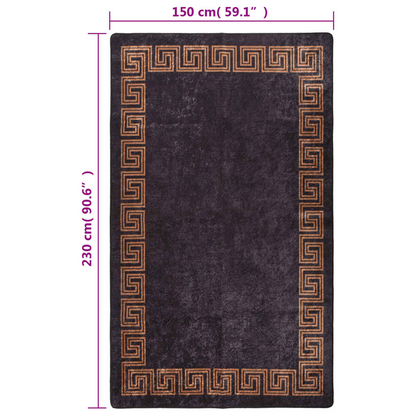 vidaXL Black and Gold Washable Rug - 150x230 cm | Anti-Slip | Noise Absorbing | Antibacterial | Stylish & Durable Area Rug - BEYRUN